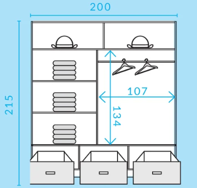 Canada Sliding Door Wardrobe 200/215/60 - CA1-200
