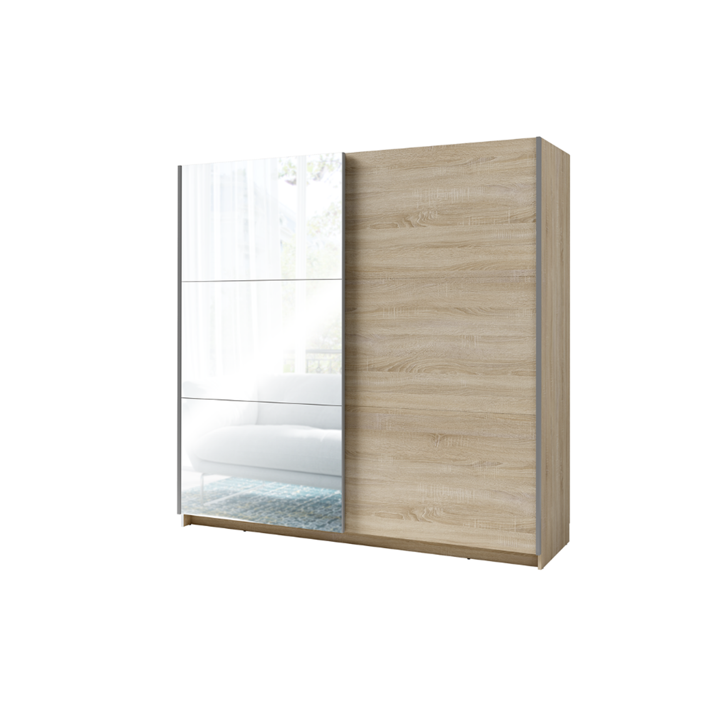 Arsala 2 Door Mirrored Sliding Wardrobe - Sonoma Oak