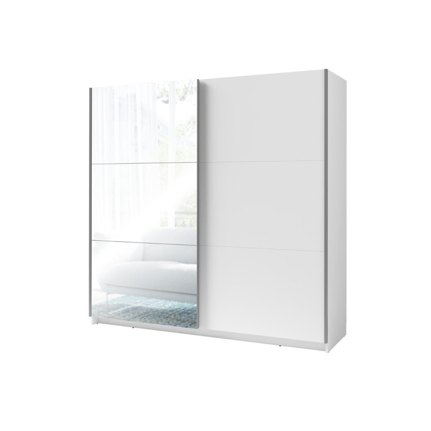 Arsala 2 Door Mirrored Sliding Wardrobe - White