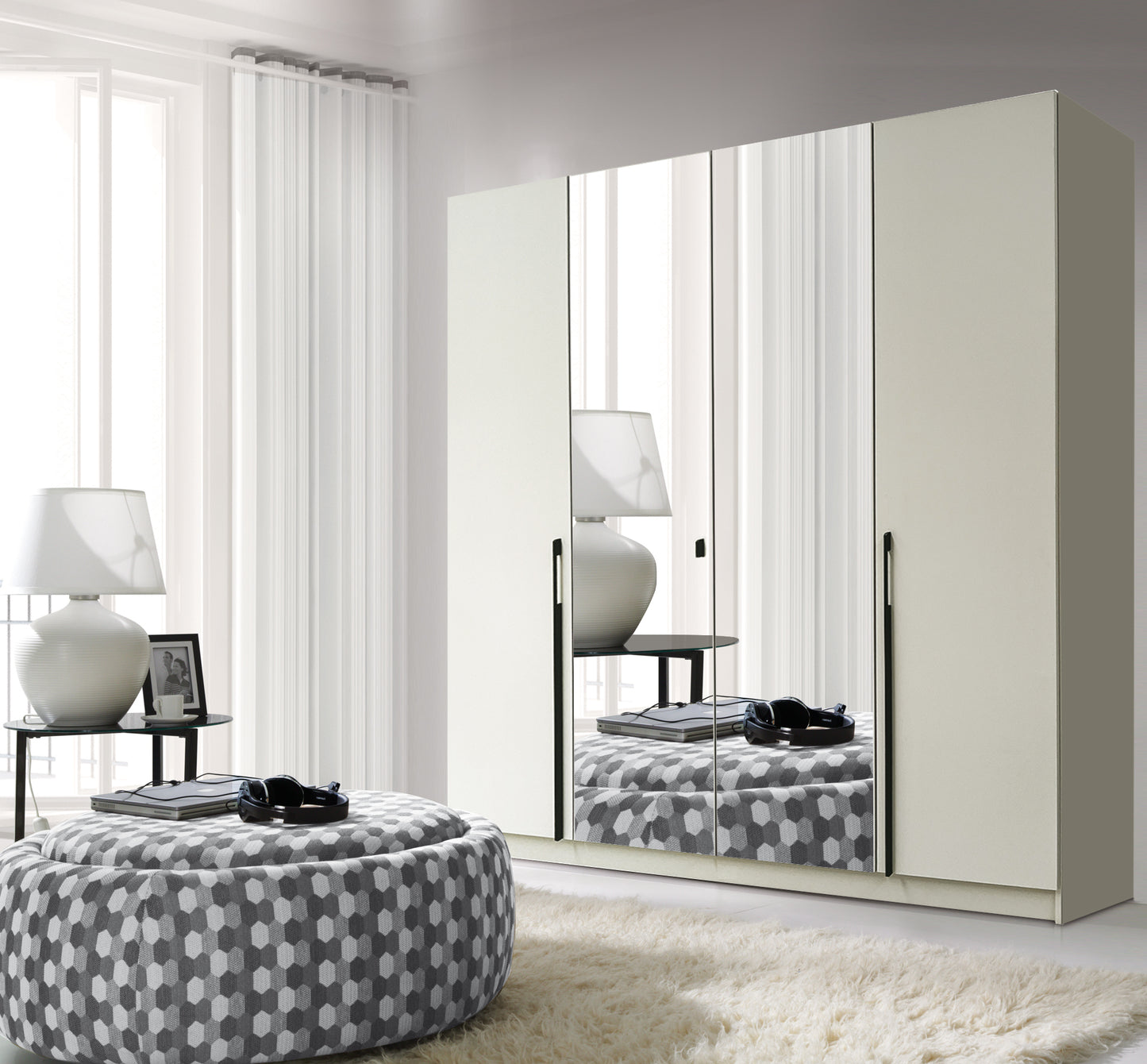 Denver 4 Door Mirrored Wardrobe 200/215/60 - DEN2-20
